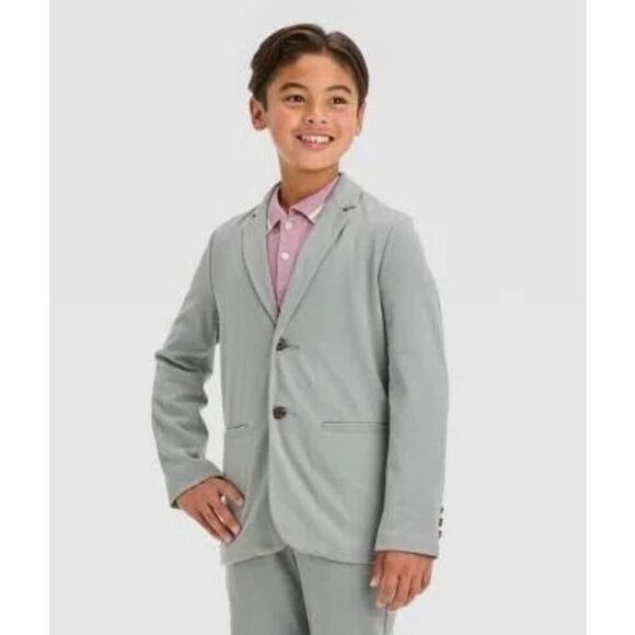 Boys' Knit Blazer - Cat & Jack Gray Size 5. Front Pockets. 2 Button. NWT. C - Picture 1 of 10